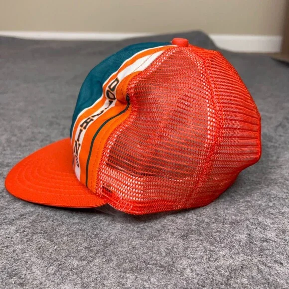 Vintage Miami Dolphins Mens Hat Snapback Orange Trucker New Era Football NFL Cap - Picture 2 of 6
